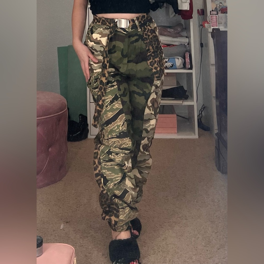 Camo pants with animal print